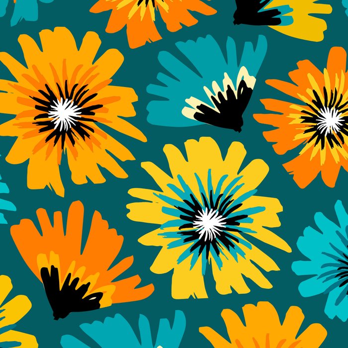 Teal Retro Summer Floral Coffee Mug Gallery Image 2