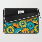 Teal Retro Summer Floral Laptop Sleeve Gallery Image 2