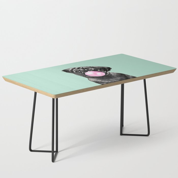 Bubble Gum Black Pug in Green Coffee Table Gallery Image 1