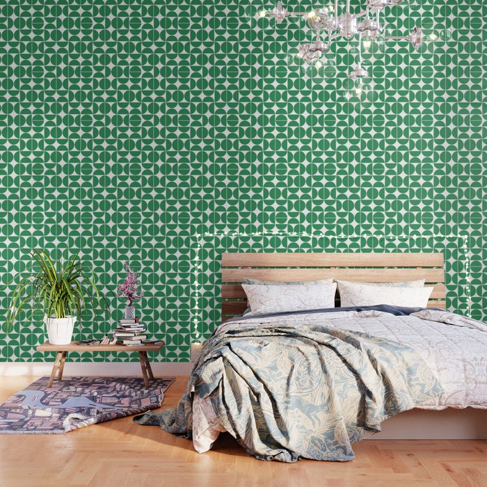 Mid Century Modern Geometric 04 Green Wallpaper Gallery Image 1