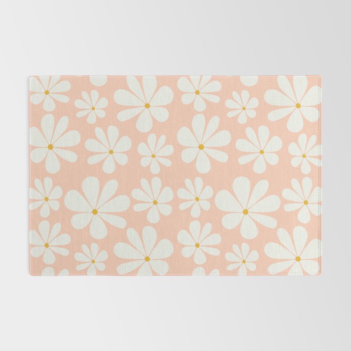 Retro Daisy Pattern - Peach Pink Rug Gallery Image 2