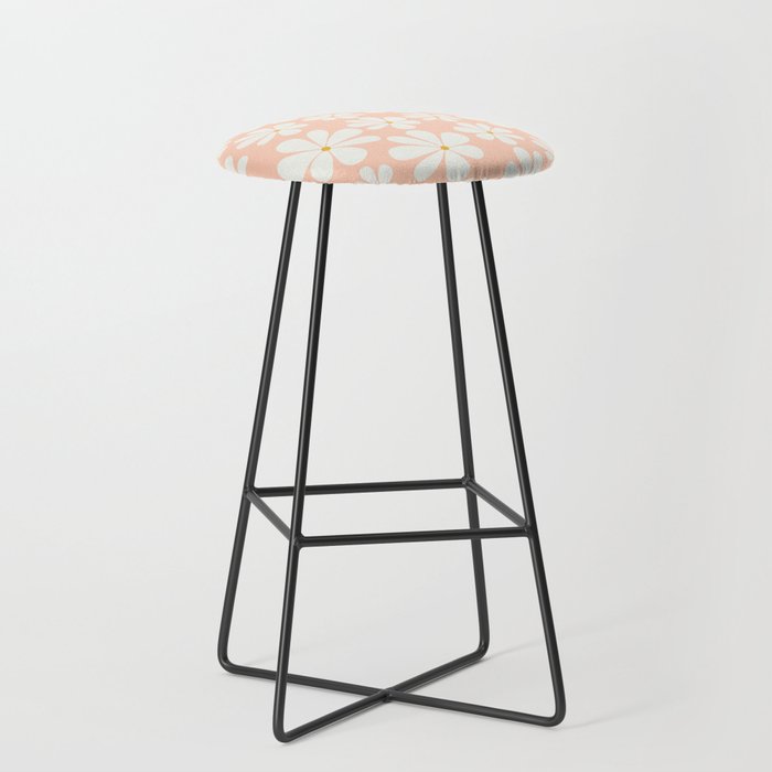Retro Daisy Pattern - Peach Pink Stool Gallery Image 1