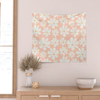 Retro Daisy Pattern - Peach Pink Wall Tapestry Gallery Image 2