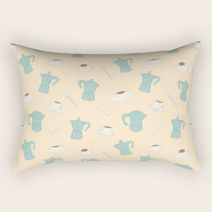 Moka Pots and Espresso Cups Rectangular Pillow Gallery Image 1