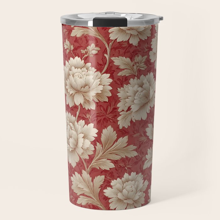Vintage Floral Elegance Travel Mug Gallery Image 1