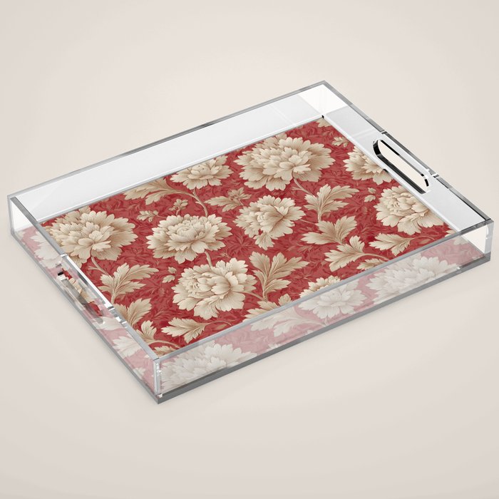 Vintage Floral Elegance Acrylic Tray Gallery Image 1