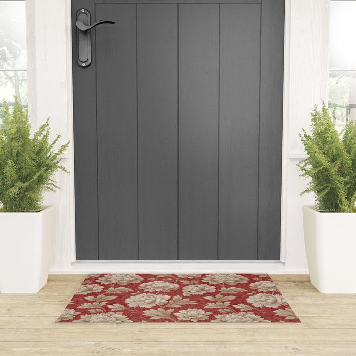 Vintage Floral Elegance Welcome Mat Gallery Image 3