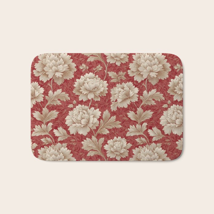 Vintage Floral Elegance Bath Mat Gallery Image 1