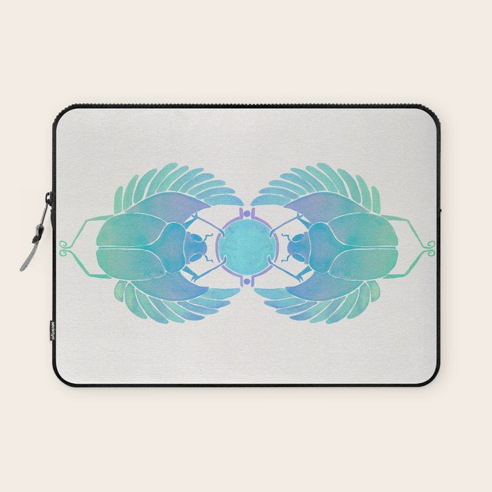 Egyptian Scarab - Turquoise OmbrÃ© Laptop Sleeve Gallery Image 1