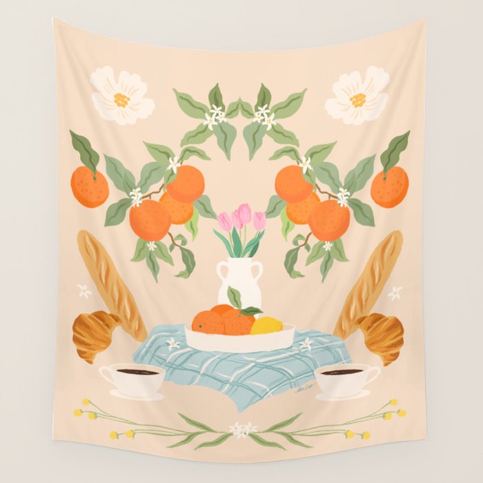 Breakfast and Flowers  Wall Tapestry Gallery Image 1