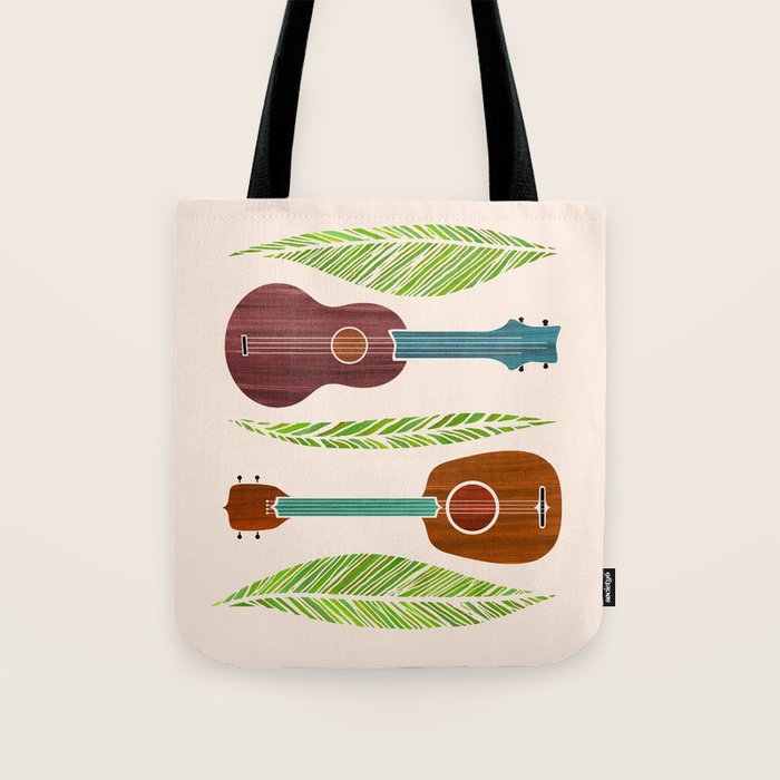 Island Life Ukuleles and Palms Tote Bag Gallery Image 1