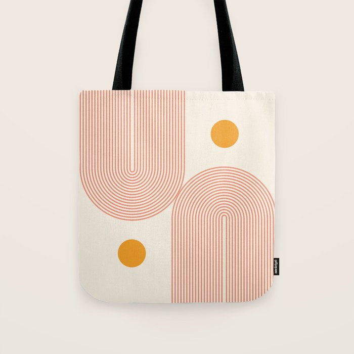 Abstraction_SUN_DOUBLE_LINE_POP_ART_Minimalism_001C Tote Bag Gallery Image 1