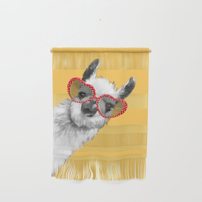 Fashion Hipster Llama with Glasses Wall Hanging Gallery Image 1