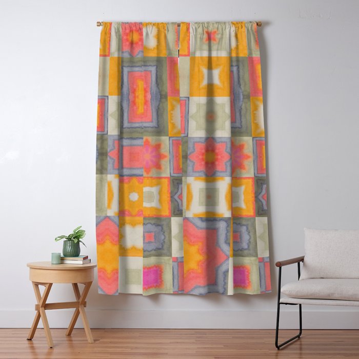 Watercolor Tiles Window Curtain Gallery Image 1
