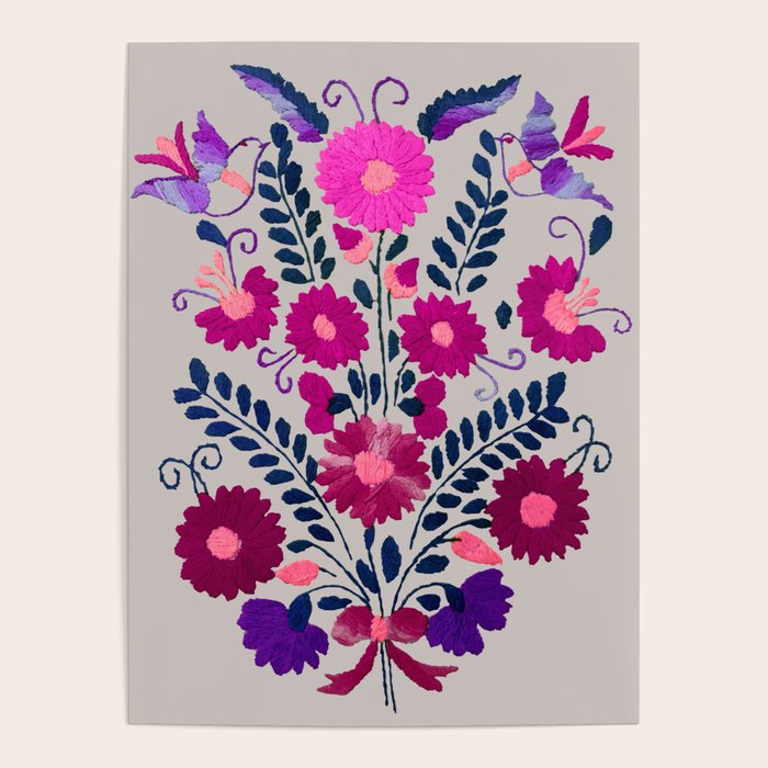 Mexican Bird Motif Gray Poster Gallery Image 4