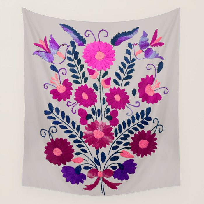 Mexican Bird Motif Gray Wall Tapestry Gallery Image 4