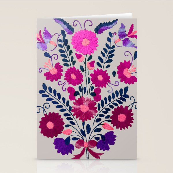 Mexican Bird Motif Gray Stationery Card Gallery Image 1