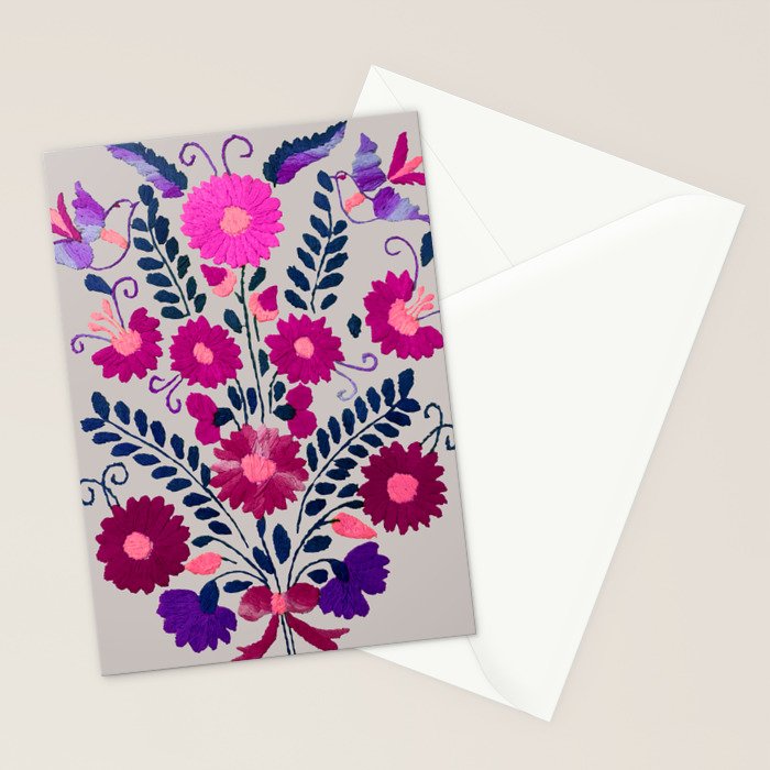 Mexican Bird Motif Gray Stationery Card Gallery Image 2