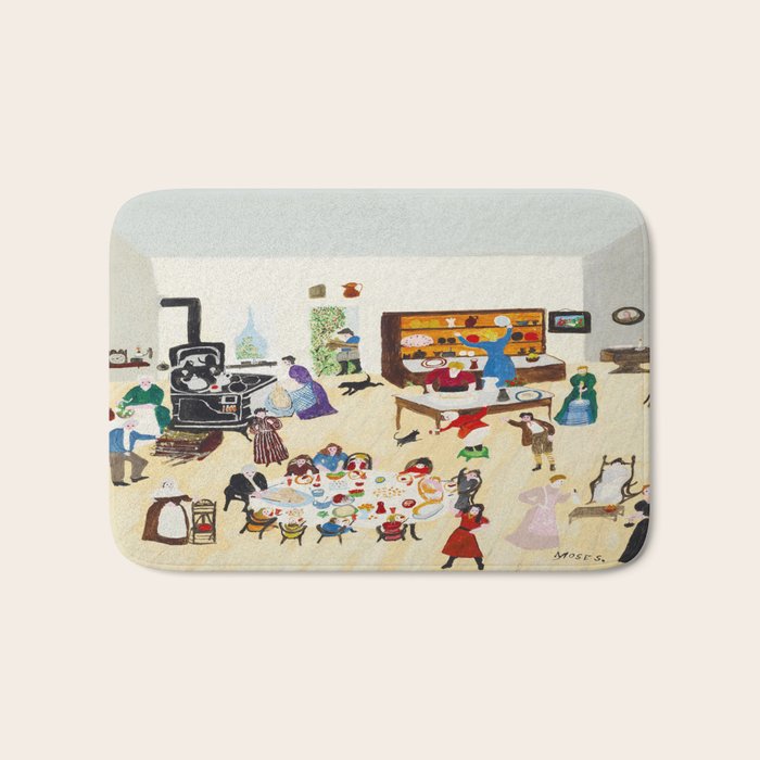 Anna Mary Robertson 'Grandma' Moses Thanksgiving American Folk Art Bath Mat Gallery Image 1