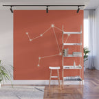 Libra Zodiac Star Constellation Line Art Coral Red Wall Mural Gallery Image 1