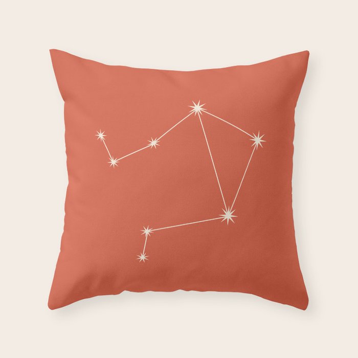 Libra Zodiac Star Constellation Line Art Coral Red Throw Pillow Gallery Image 6