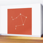 Libra Zodiac Star Constellation Line Art Coral Red Wall Mural Gallery Image 2
