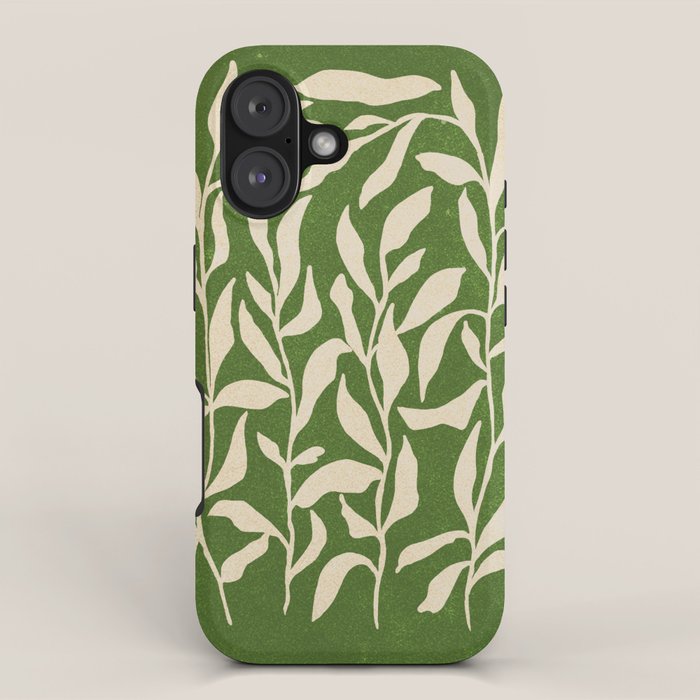 Olive Green Leaves: Mid Century Edition iPhone Case Gallery Image 1