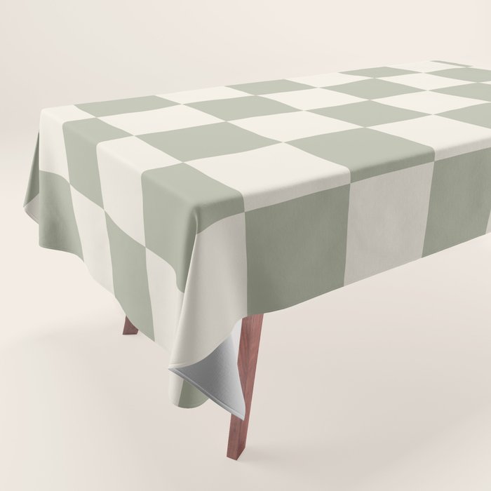 Checkered (Sage Cream) Tablecloth Gallery Image 1
