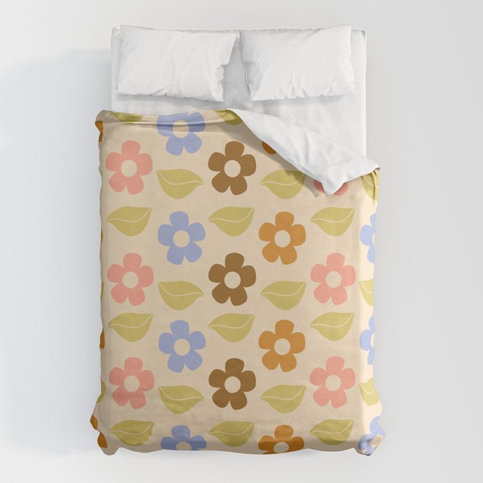 Retro Flower Vibe - Vintage Colors  Duvet Cover Gallery Image 1