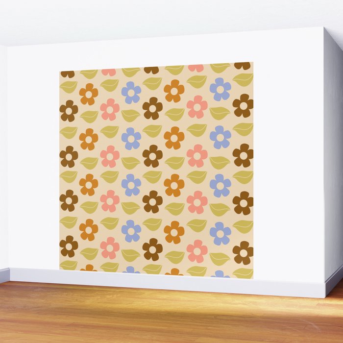 Retro Flower Vibe - Vintage Colors  Wall Mural Gallery Image 2