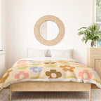 Retro Flower Vibe - Vintage Colors  Duvet Cover Gallery Image 3