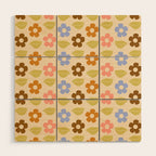 Retro Flower Vibe - Vintage Colors  Wood Wall Art Gallery Image 1