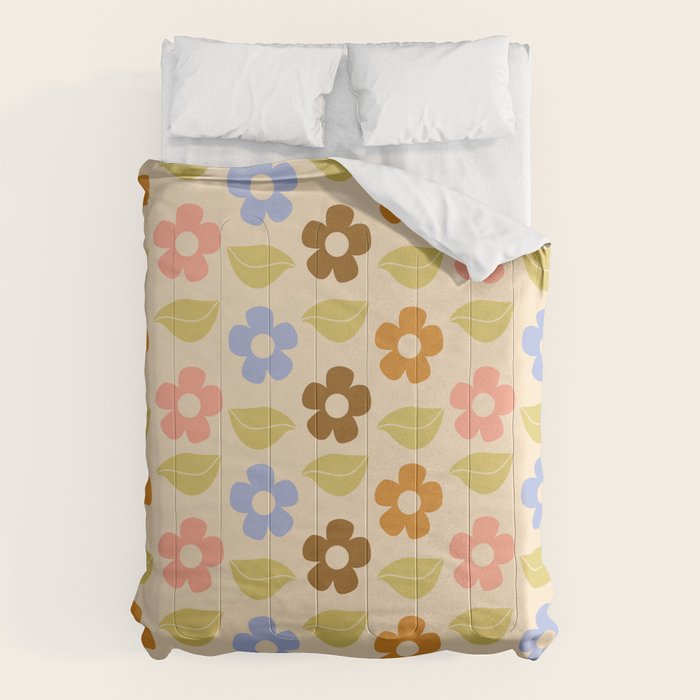 Retro Flower Vibe - Vintage Colors  Comforter Gallery Image 6