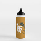 Mid-century lilies on ochre  Water Bottle Gallery Image 3