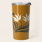 Mid-century lilies on ochre  Travel Mug Gallery Image 2