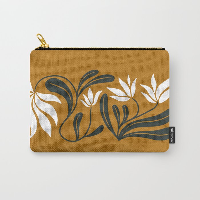 Mid-century lilies on ochre  Carry All Pouch Gallery Image 1