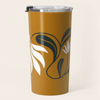 Mid-century lilies on ochre  Travel Mug Gallery Image 3
