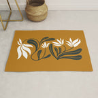 Mid-century lilies on ochre  Rug Gallery Image 1