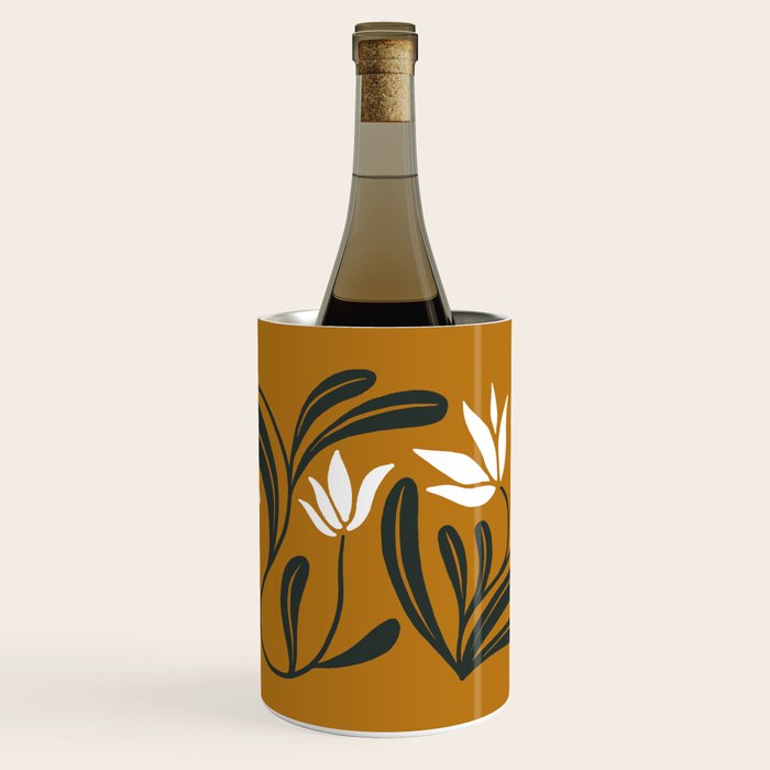 Mid-century lilies on ochre  Wine Chiller Gallery Image 1