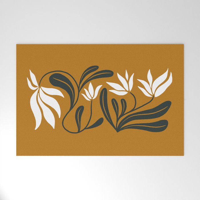 Mid-century lilies on ochre  Welcome Mat Gallery Image 1
