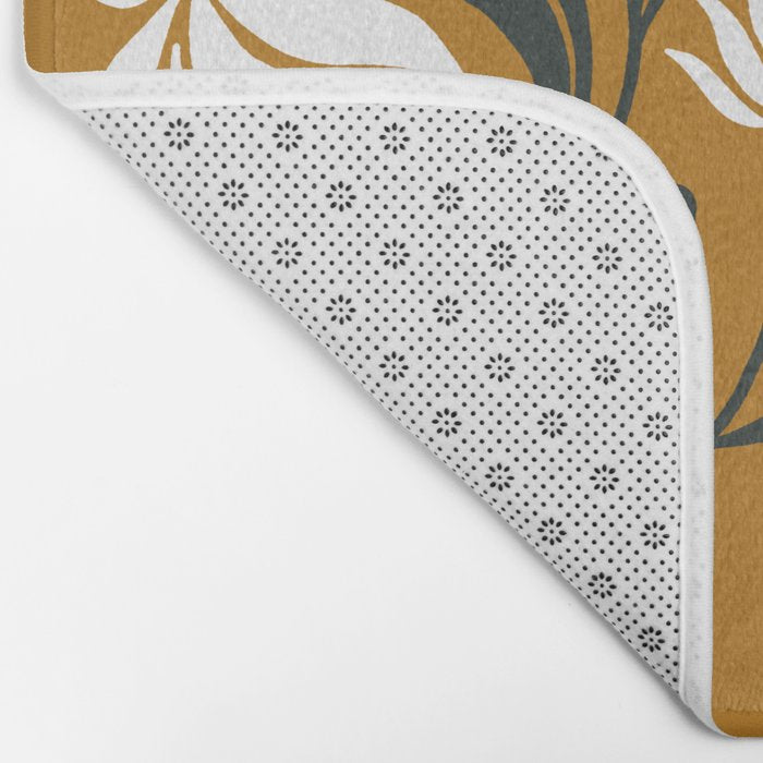 Mid-century lilies on ochre  Bath Mat Gallery Image 2
