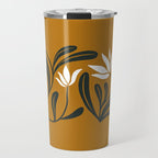 Mid-century lilies on ochre  Travel Mug Gallery Image 1
