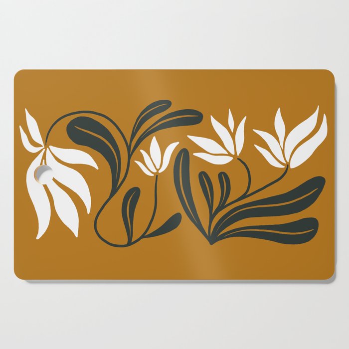 Mid-century lilies on ochre  Cutting Board Gallery Image 1