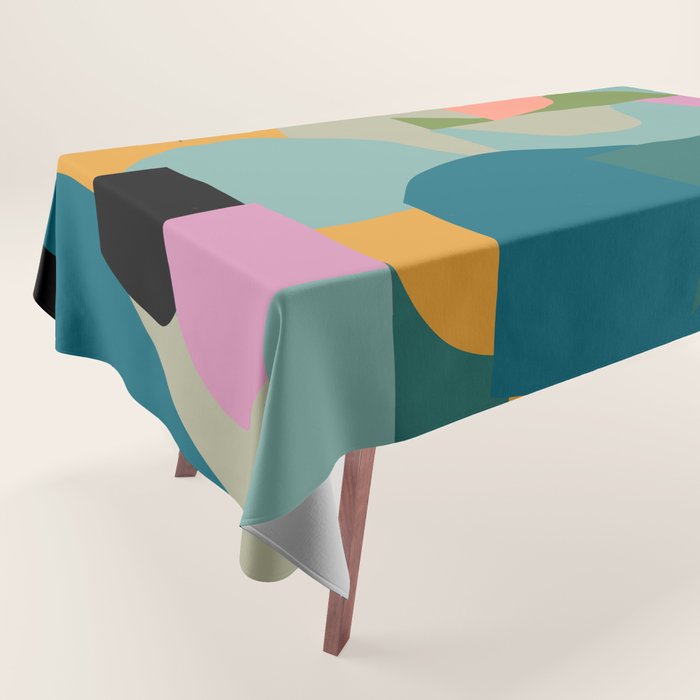 Abstract Collage in Teal Tablecloth Gallery Image 1
