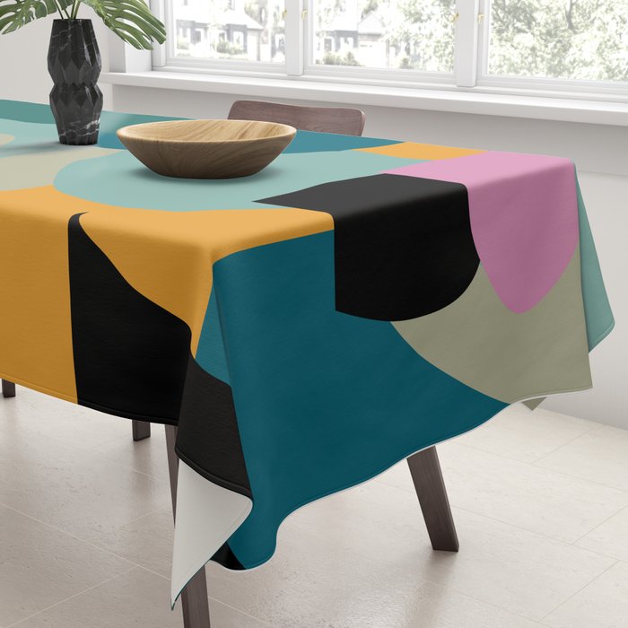 Abstract Collage in Teal Tablecloth Gallery Image 3
