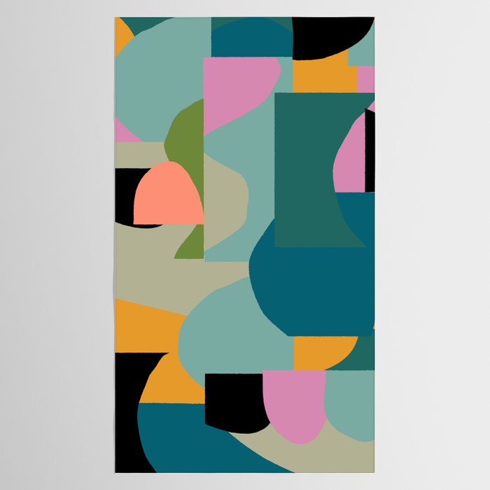 Abstract Collage in Teal Tablecloth Gallery Image 2