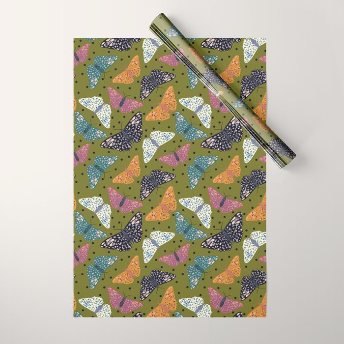 Vintage Butterflies - Mid-century modern  Wrapping Paper Gallery Image 1