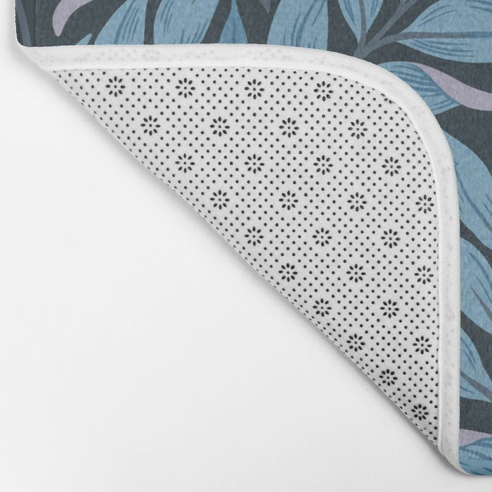 Romantic Botanica - Foliage in Dark Blue Bath Mat Gallery Image 2