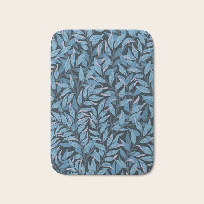 Romantic Botanica - Foliage in Dark Blue Bath Mat Gallery Image 1