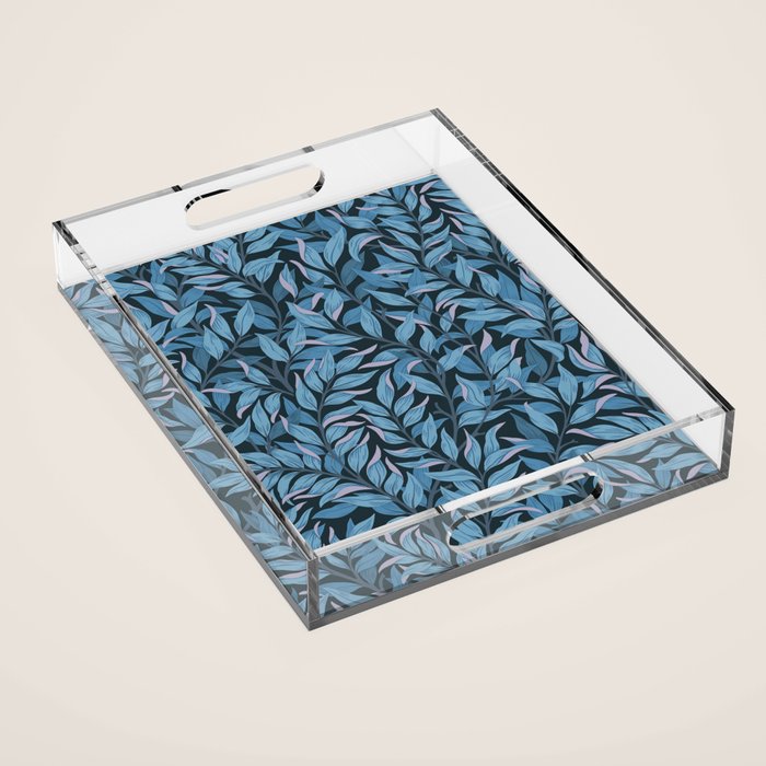 Romantic Botanica - Foliage in Dark Blue Acrylic Tray Gallery Image 1